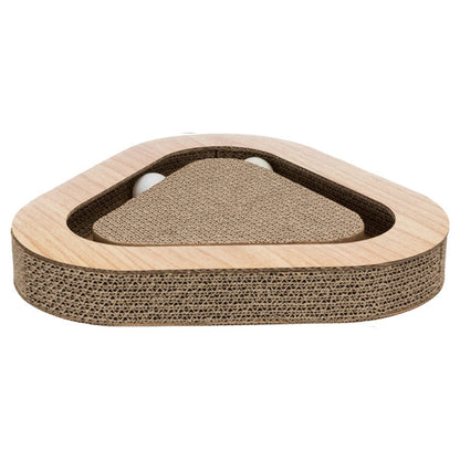 Cat Scratching Cardboard Triangle With Toy Balls